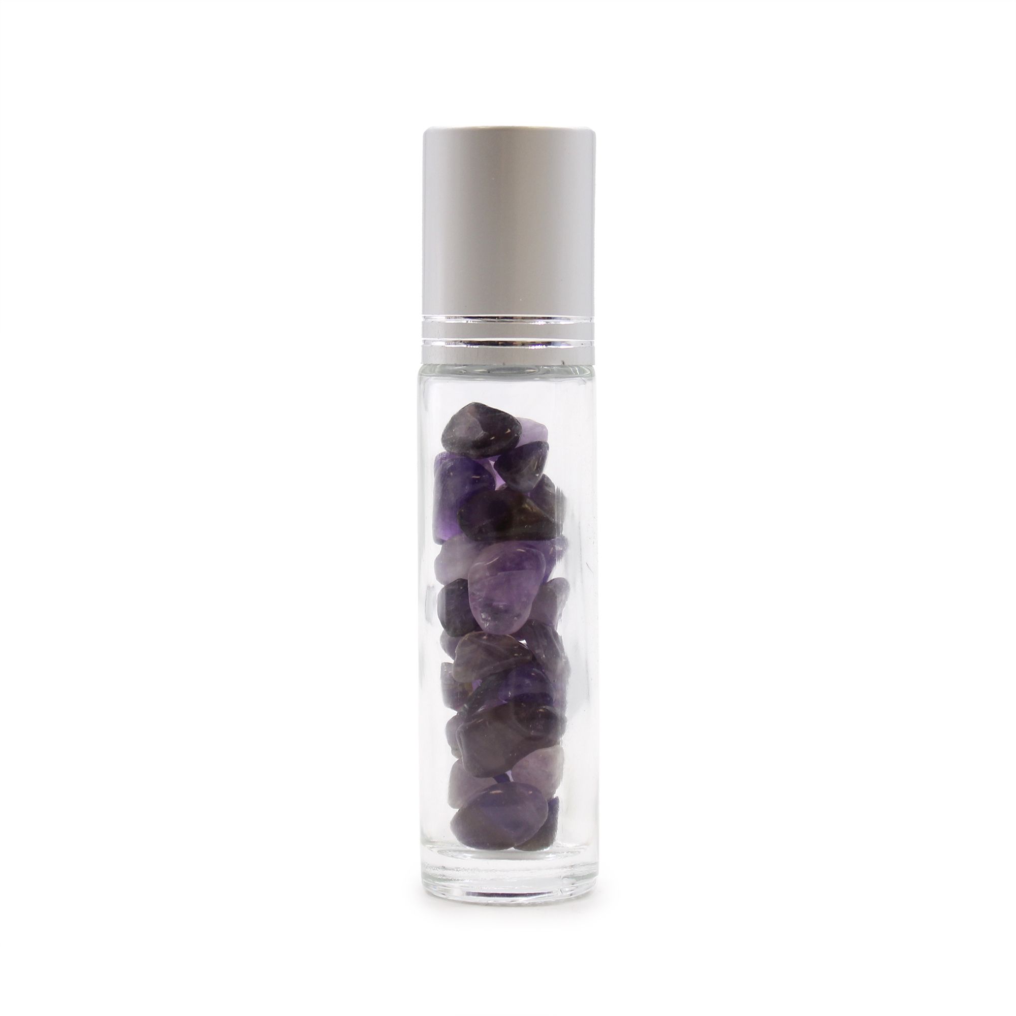 Gemstone Essential Oil Roller Bottle - Amethyst - Silver Cap + Gemstone Roller Tip for 5ml Bottle - Amethyst - Image 4