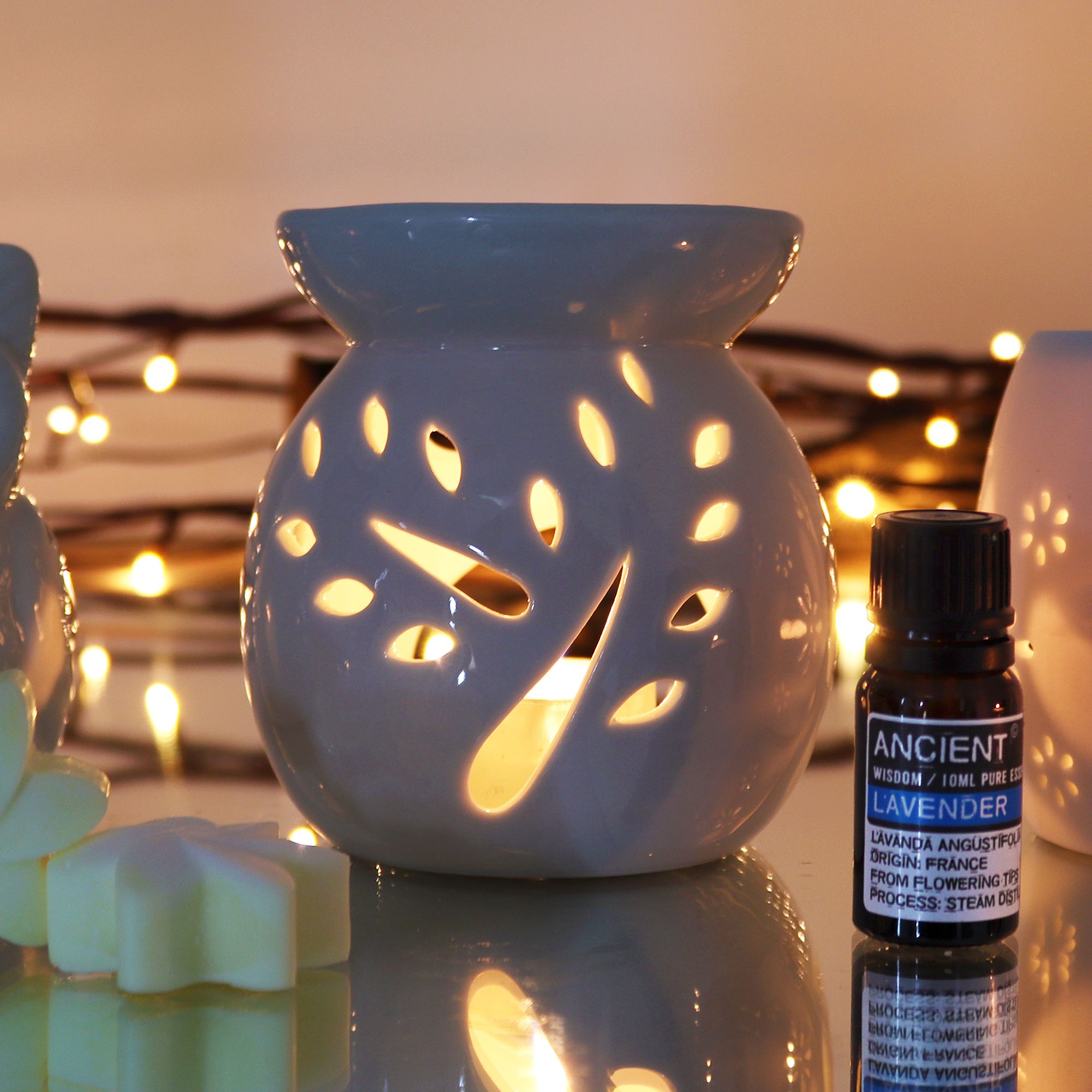 Lrg Classic White Oil Burner - Tree Cut-out - Image 3