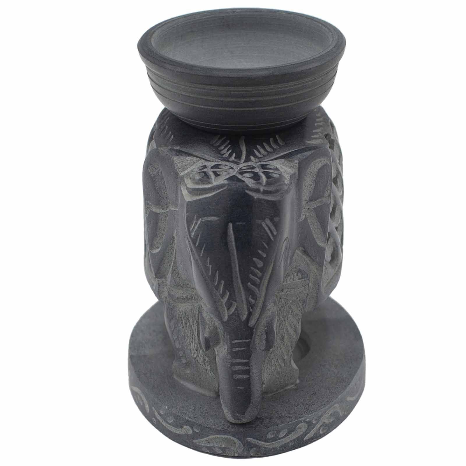 Soapstone Oil Burner 10.5cm - Standing Elephant - Image 2