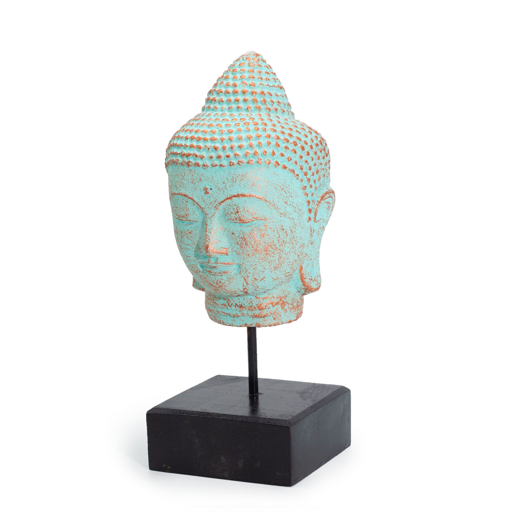 Stillness Buddha Head on Stand - Green Copper - Image 5